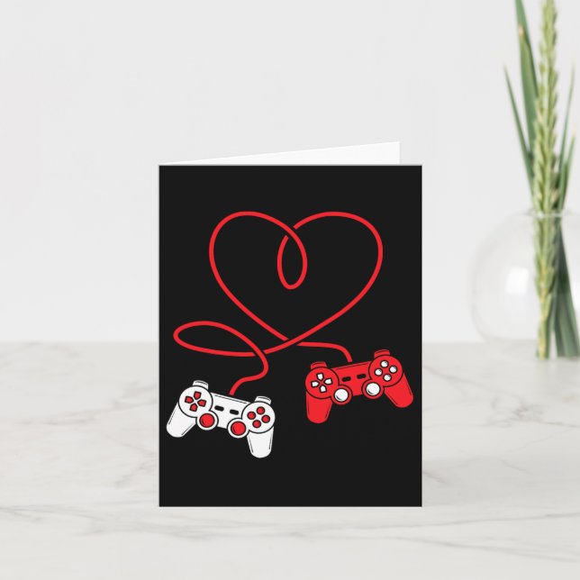 Game Controller Heart Funny Valentines day Boy&am Kort (Framsida)