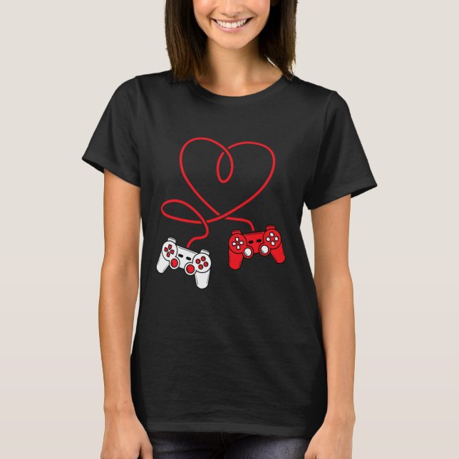 Game Controller Heart Funny Valentines day Boy&am T Shirt (Framsida)