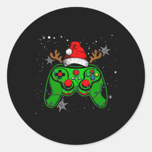 Game Controller jul Santa Hat Gamer Boys 2 Runt Klistermärke