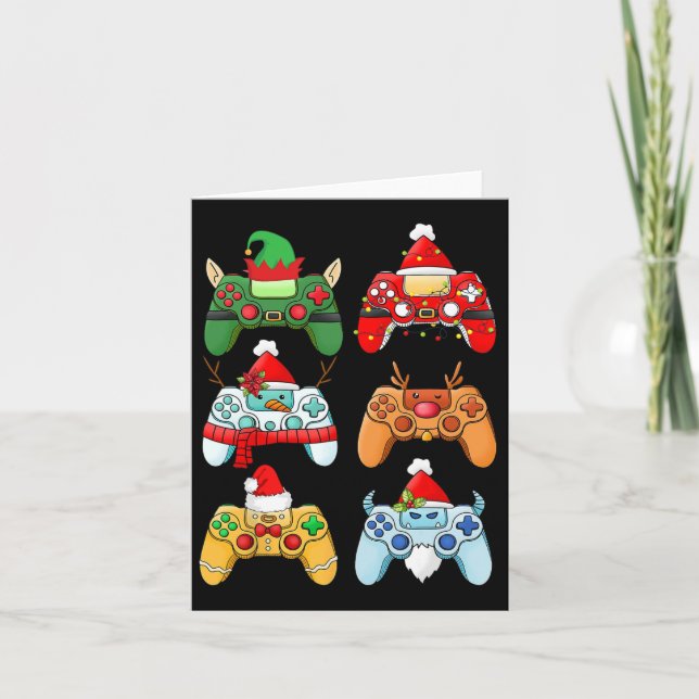 Game Controller jul Santa Hat Gamer Boys Xma Kort (Framsida)