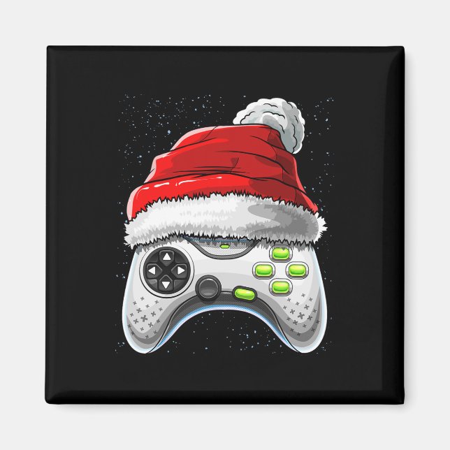 Game Controller jul Santa Hat Gamer Gift Boy Magnet (Framsidan)