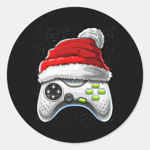 Game Controller jul Santa Hat Gamer Gift Boy Runt Klistermärke