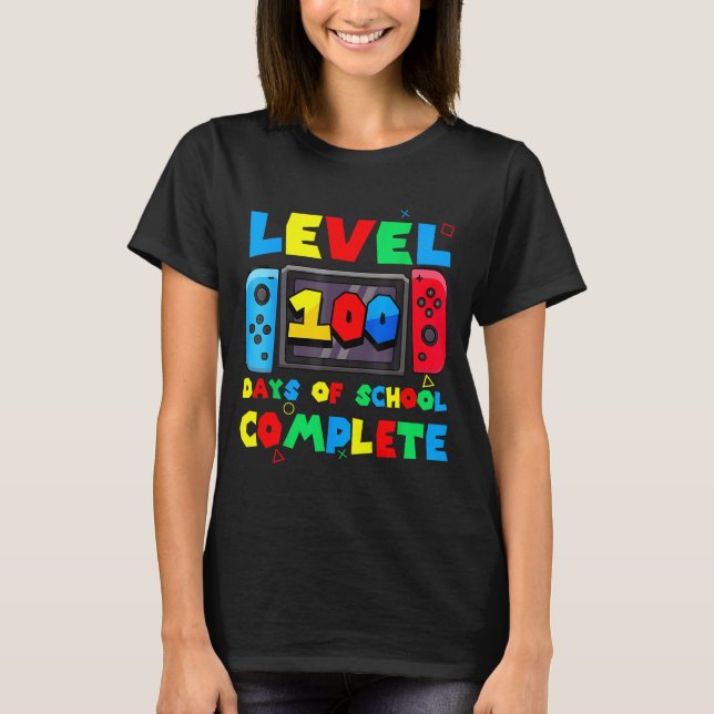 Game Controller Level 100 Days Of School Complete  T Shirt (Framsida)