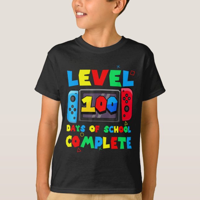 Game Controller Level 100 Days Of School Complete  T Shirt (Framsida)