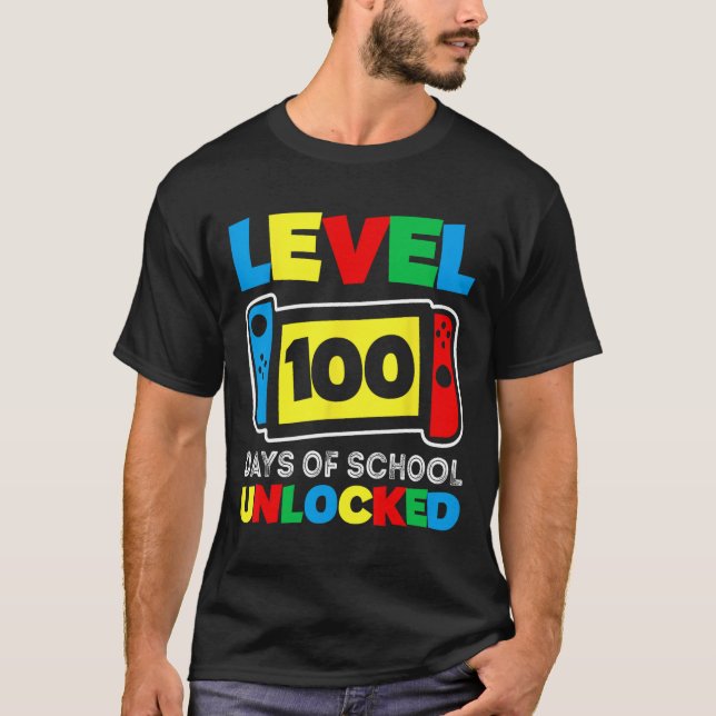 Game Controller Nivå 100 Skoldagar Avklarade T Shirt (Framsida)