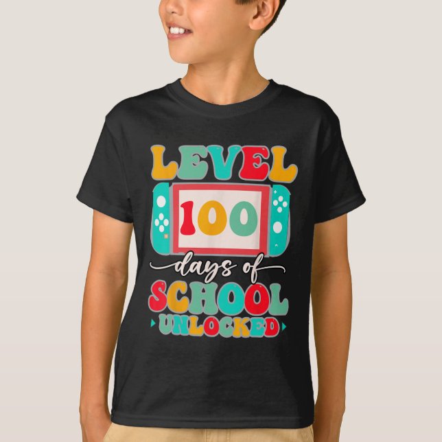 Game Controller Nivå 100 Skoldagar Avslutade T Shirt (Framsida)