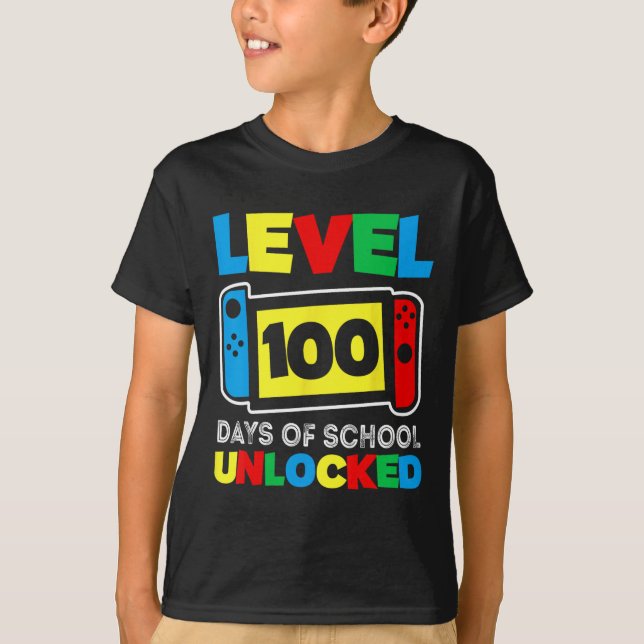 Game Controller Nivå 100 Skoldagar Avslutade T Shirt (Framsida)