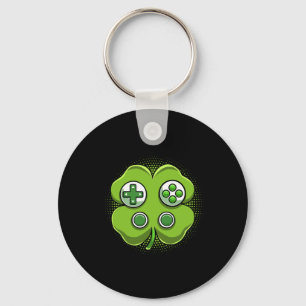 Game Controller Shamrock St patricks day Gamer Boy Nyckelring