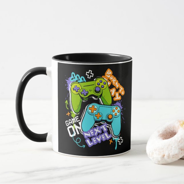 Game controllers Graffiti  Gaming Born To Play  Mugg (Med munk)