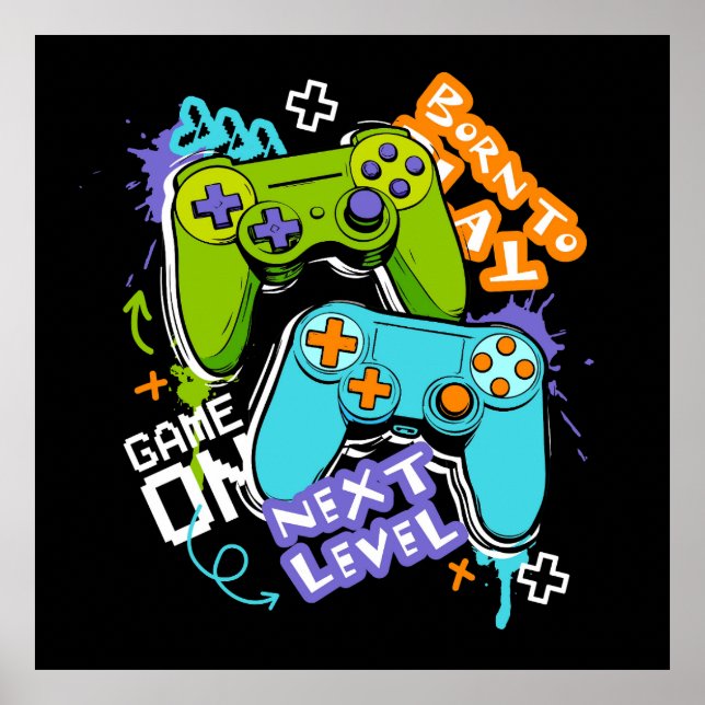 Game controllers Graffiti  Gaming Born To Play  Poster (Framsidan)
