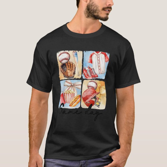Game Day Baseball Coquette Bow Funny Tis Seaso T Shirt (Framsida)