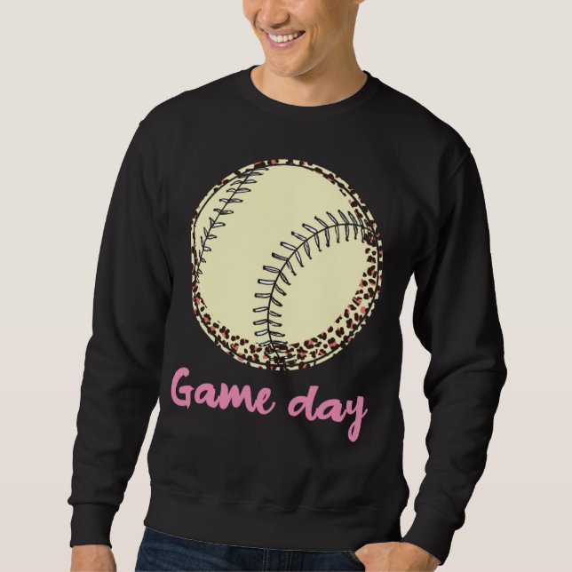 Game Day Baseball Leopard Lång Ärmad Tröja (Framsida)