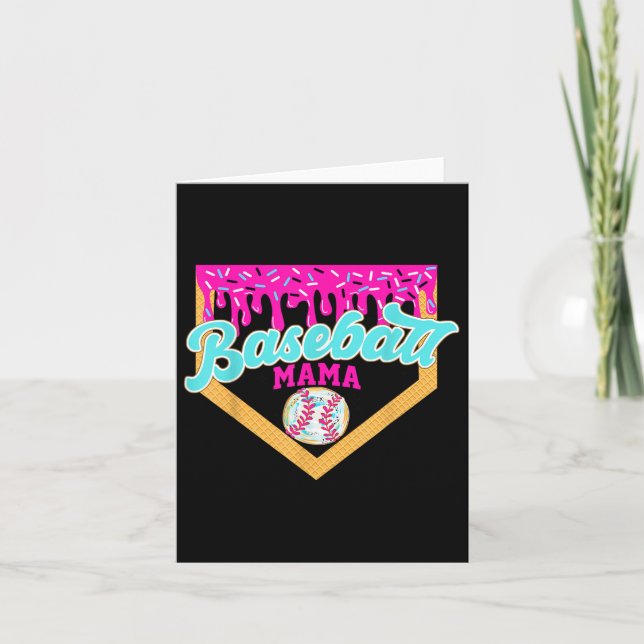 Game Day Baseball Mamma Glassigt Baseball Mamma Kort (Framsida)