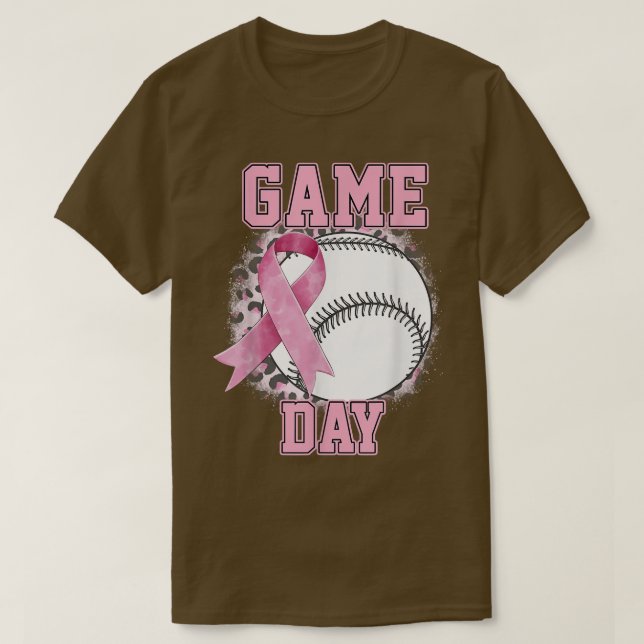 Game Day Breast Cancer Awareness Teeball Tackle Ca T Shirt (Design framsida)