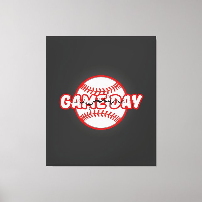 Game Day Cracked Baseball Sports Graphic Canvastryck (Framsida)