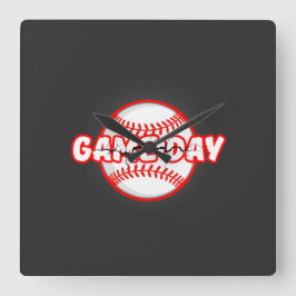 Game Day Cracked Baseball Sports Graphic Fyrkantig Klocka