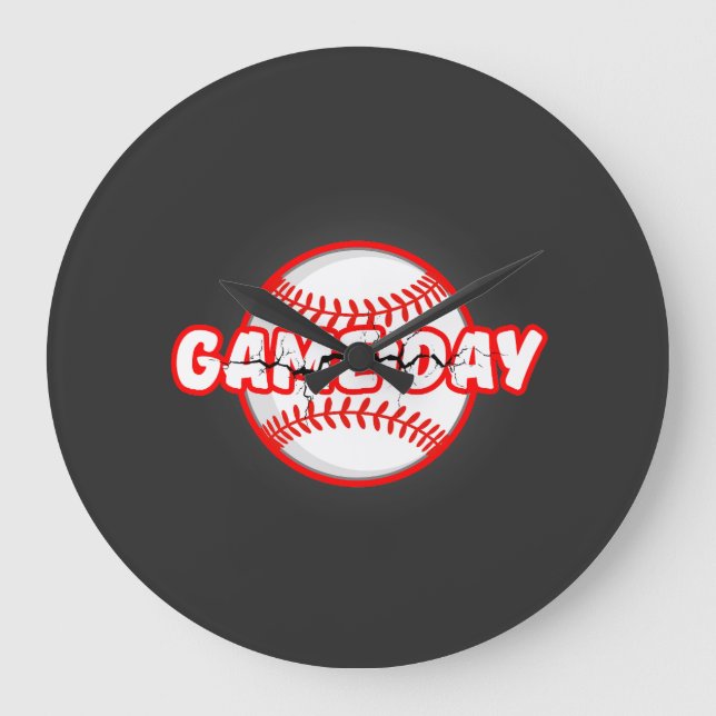 Game Day Cracked Baseball Sports Graphic Stor Klocka (Framsida)