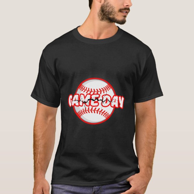 Game Day Cracked Baseball Sports Graphic T Shirt (Framsida)