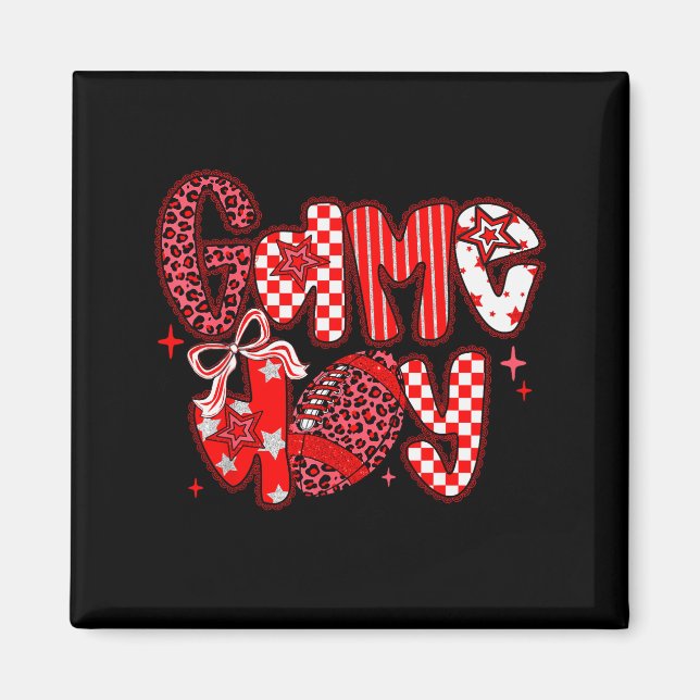 Game Day Football Girly Lace Bow Team Srit Girls R Magnet (Framsidan)