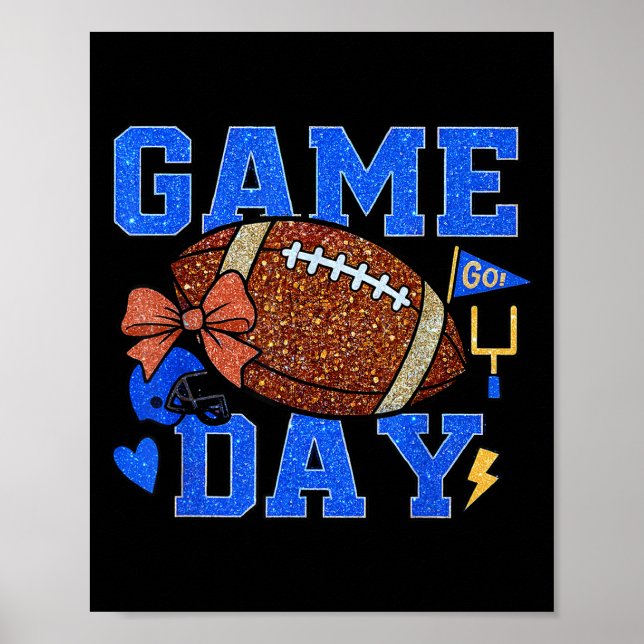Game Day Football Season Football Mama Blue Gold B Poster (Framsidan)