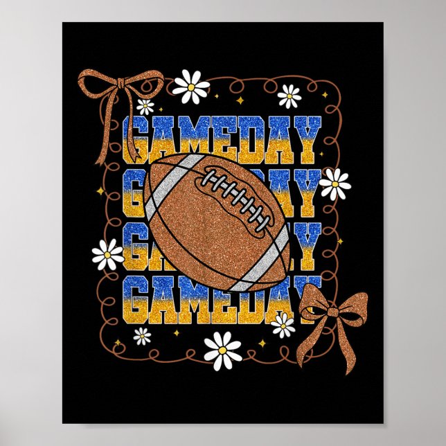 Game Day Football Season Football Mama Girl Blue G Poster (Framsidan)