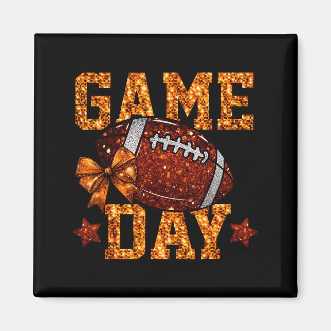 Game Day Football Season Football Mama Orange Bow  Magnet (Framsidan)