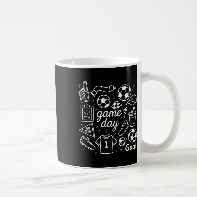 Game Day Fotboll Skum Fingerklor Och Mål Vibes  Kaffemugg (Höger)