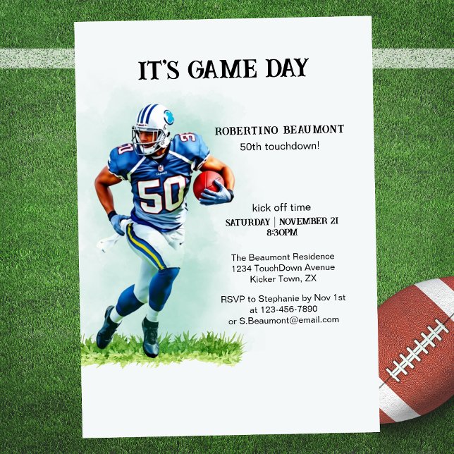 Game Day Running Amerikansk Fotboll 50-årsdag Inbjudningar (Skapare uppladdad)