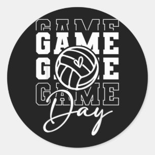 Game Day Sports Game Day Volleyboll Runt Klistermärke