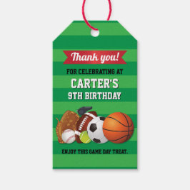 Game Day Sports Team Birthday Presentetikett