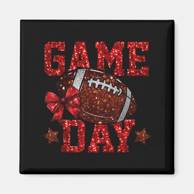 Game Day Touchdown Football Mom Girls Go Cheer Mar Magnet (Framsidan)