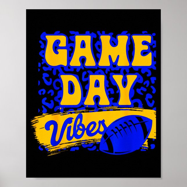 Game Day Vibes Football Season Football Blue Gold  Poster (Framsidan)
