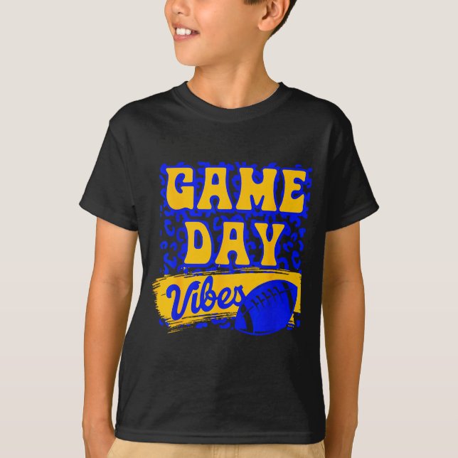 Game Day Vibes Football Season Football Blue Gold  T Shirt (Framsida)