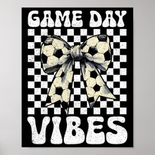 Game Day Vibes Groovy Coquette Bow Fotboll Kvinnor Poster