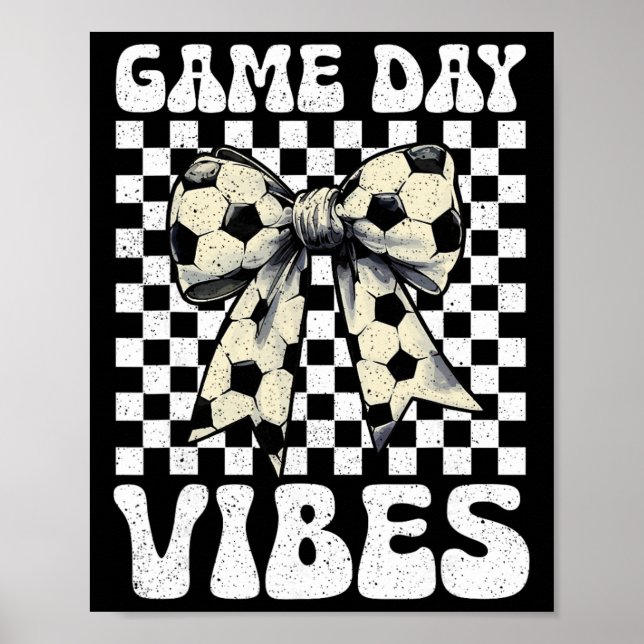 Game Day Vibes Groovy Coquette Bow Fotboll Kvinnor Poster (Framsidan)