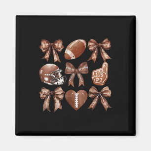 Game Day Vibes Heart Meme Coquette Bow Fotboll Wo Magnet