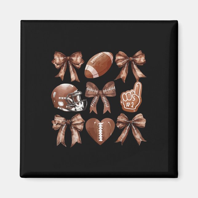Game Day Vibes Heart Meme Coquette Bow Fotboll Wo Magnet (Framsidan)