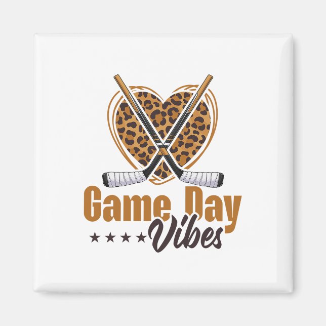 Game Day Vibes Kvinnor Mamma Blekt Leopard Hjärtan Magnet (Framsidan)