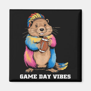 Game Day Vibes Tribal Groundhog Håller Fotboll F Magnet
