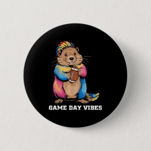 Game Day Vibes Tribal Murmeldjur som håller amerik Knapp