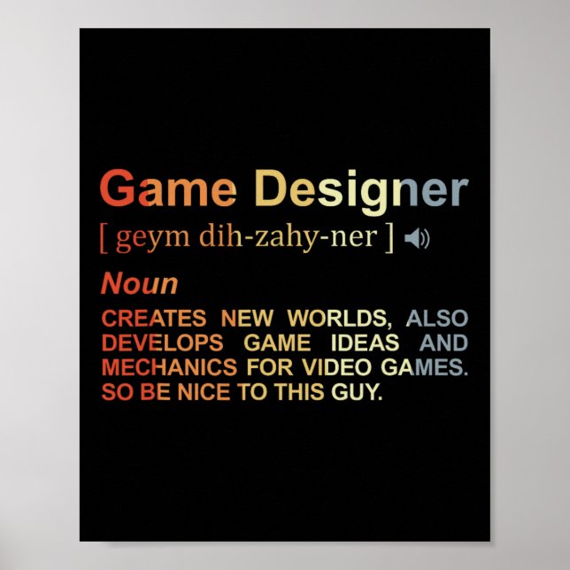 Game Designer Definition Game Programmer Game Dev Poster (Framsidan)