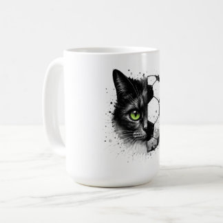 Game Face | Halv Katt Halv Fotboll Grafisk T-Shirt Kaffemugg