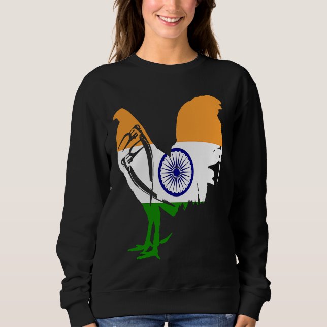 Game fowl India Indian flag gaff rooster Gamefowl T Shirt (Framsida)