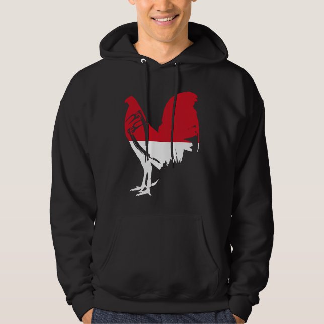 Game fowl Indonesia  Indonesian flag rooster Gamef Hoodie (Framsida)
