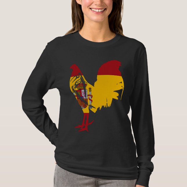 Game fowl Spain Spanish flag gaff rooster Gamefowl T Shirt (Framsida)