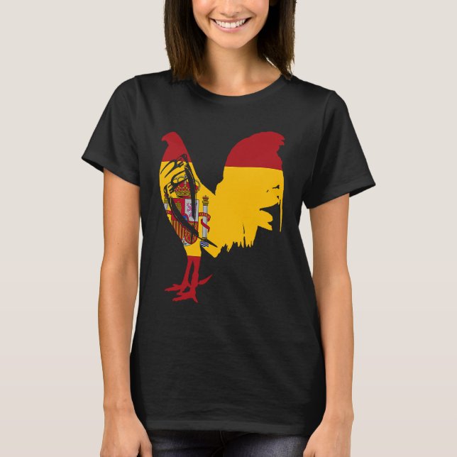 Game fowl Spain Spanish flag gaff rooster Gamefowl T Shirt (Framsida)