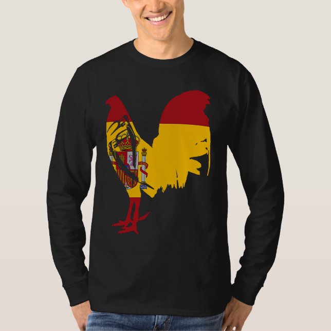 Game fowl Spain Spanish flag gaff rooster Gamefowl T Shirt (Framsida)