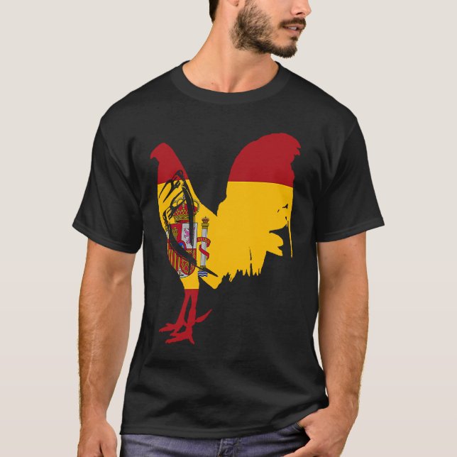 Game fowl Spain Spanish flag gaff rooster Gamefowl T Shirt (Framsida)