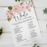 Game Game ( Rosa ros Blommigt) Gissa Dress Flyer<br><div class="desc">Gissa möhippan. Ge varje gäst ett kort och få dem att gissa vad de tänkor den blivande bruden bära på hennes bröllopsdag. Mjuk vattenfärg  rosa ros. Koordinerar baksidan. Matchande objekt för att slutföra din händelsesamling finns i vårt Zazzle-arkiv!</div>