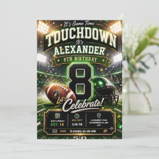 Game Gay Sports Touchdown Fotboll 8-årsdag Inbjudningar